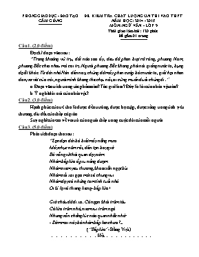 Đề kiểm tra chất lượng ôn thi vào THPT Ngữ văn lớp 9 - Năm học 2014-2015 - Phòng GD & ĐT Cẩm Giàng